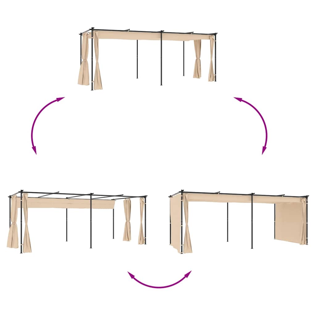 Pavillon Mit Vorhängen 3 X 6 M Stahl