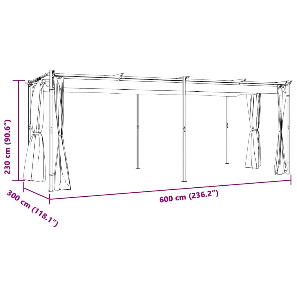 Pavillon Mit Vorhängen 3 X 6 M Stahl
