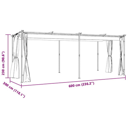 Pavillon Mit Vorhängen 3 X 6 M Stahl