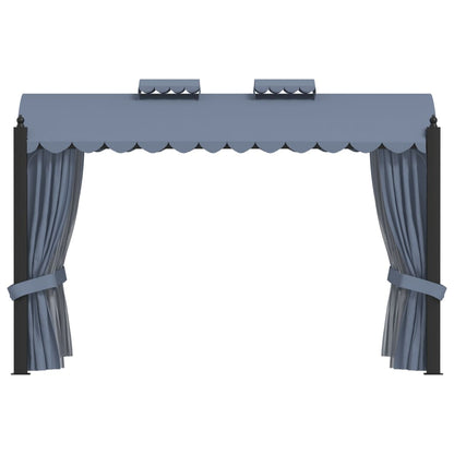 Pavillon Mit Vorhängen 3 X 4 M Anthrazit Stahl