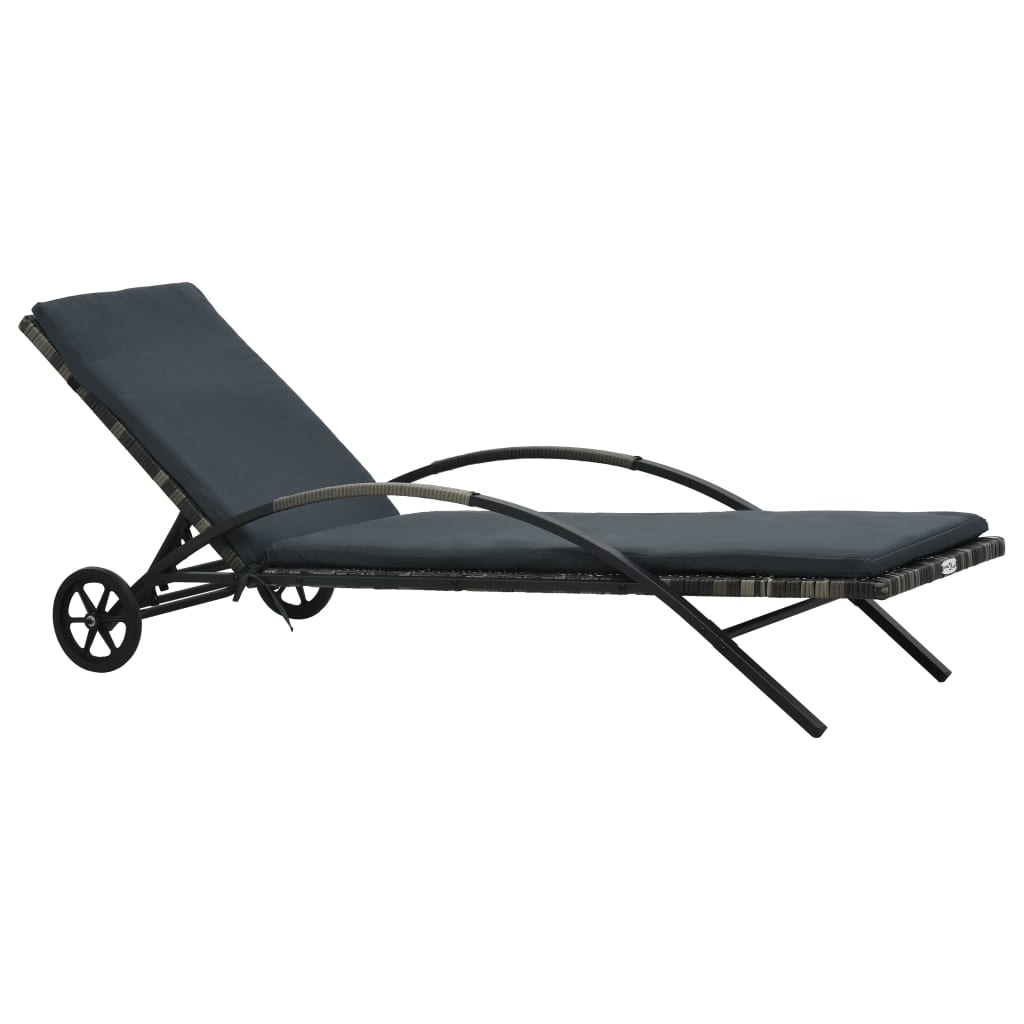 Sonnenliege Mit Auflage & Rädern Poly Rattan