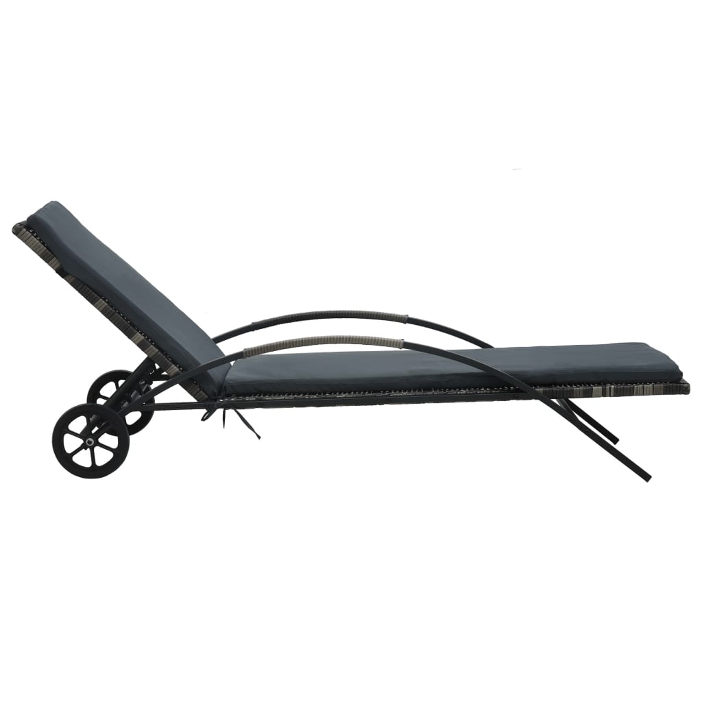Sonnenliege Mit Auflage & Rädern Poly Rattan