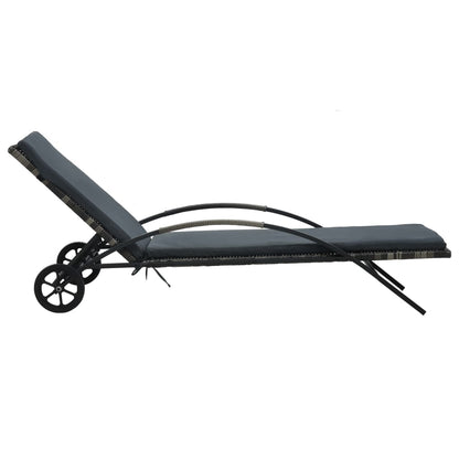 Sonnenliege Mit Auflage & Rädern Poly Rattan