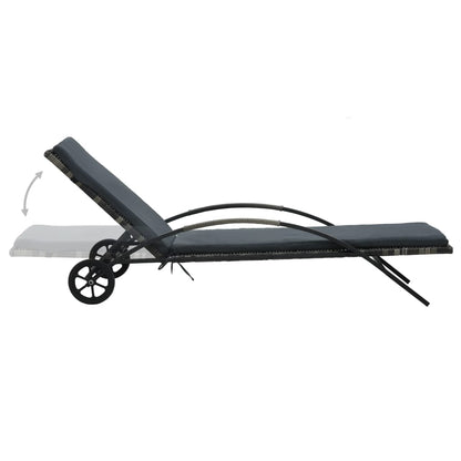 Sonnenliege Mit Auflage & Rädern Poly Rattan