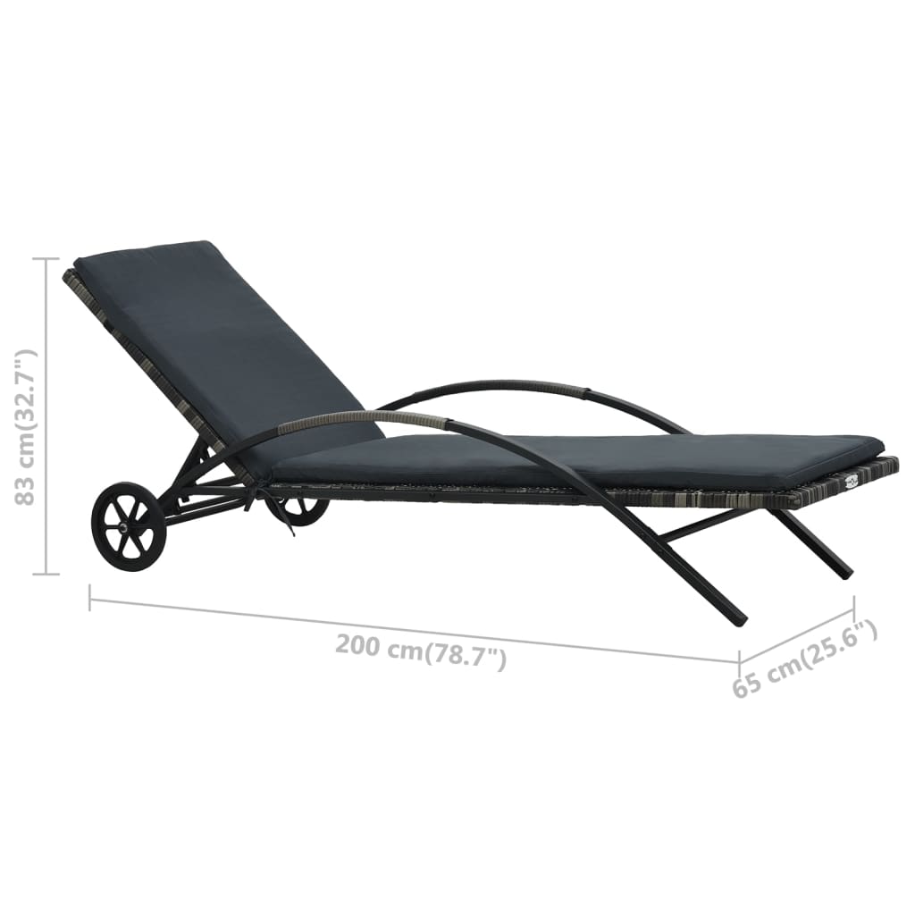 Sonnenliege Mit Auflage & Rädern Poly Rattan