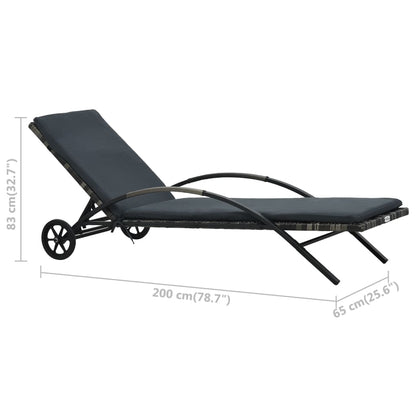 Sonnenliege Mit Auflage & Rädern Poly Rattan