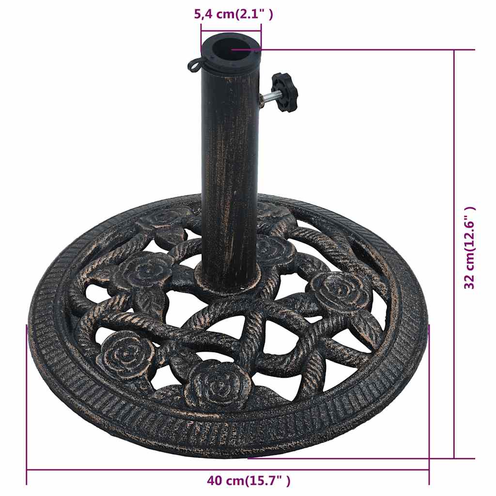 Sonnenschirmständer Schwarz Bronze 9 Kg 40 Cm Gusseisen