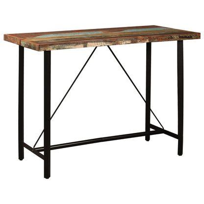 5-Tlg. Bar-Set Recyceltes Massivholz Und Echtleder