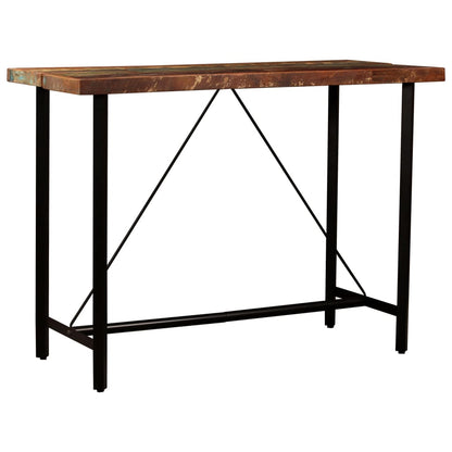 5-Tlg. Bar-Set Recyceltes Massivholz Und Echtleder