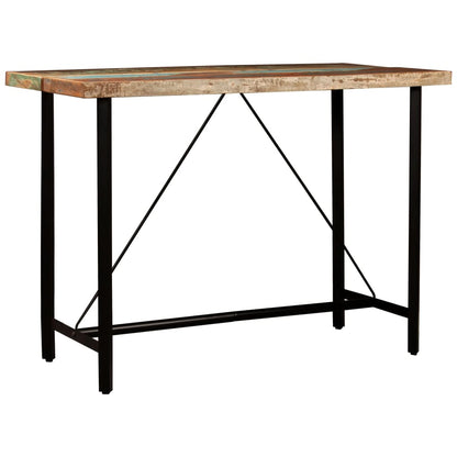 5-Tlg. Bar-Set Recyceltes Massivholz Und Echtleder