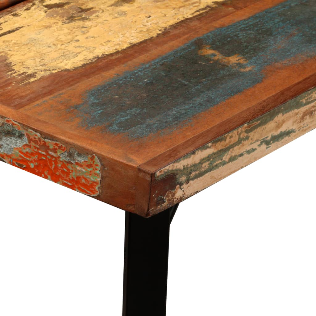 5-Tlg. Bar-Set Recyceltes Massivholz Und Echtleder