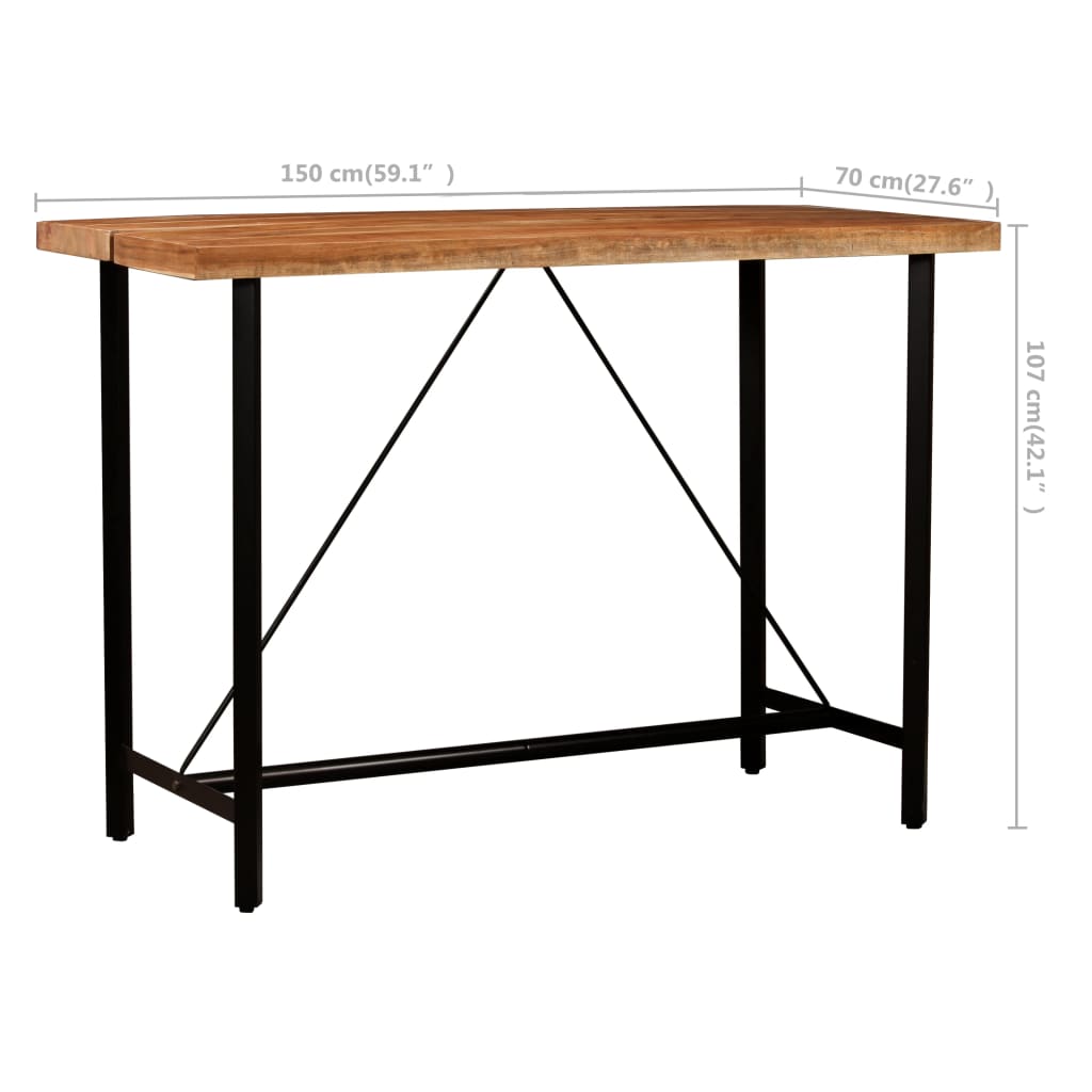 5-Tlg. Bar-Set Recyceltes Massivholz Und Echtleder