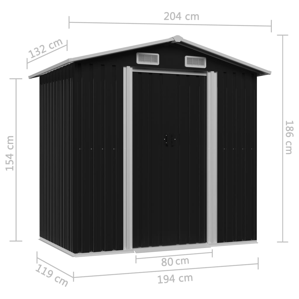 Gartenschuppen Stahl 204 X 132 X 186 Cm