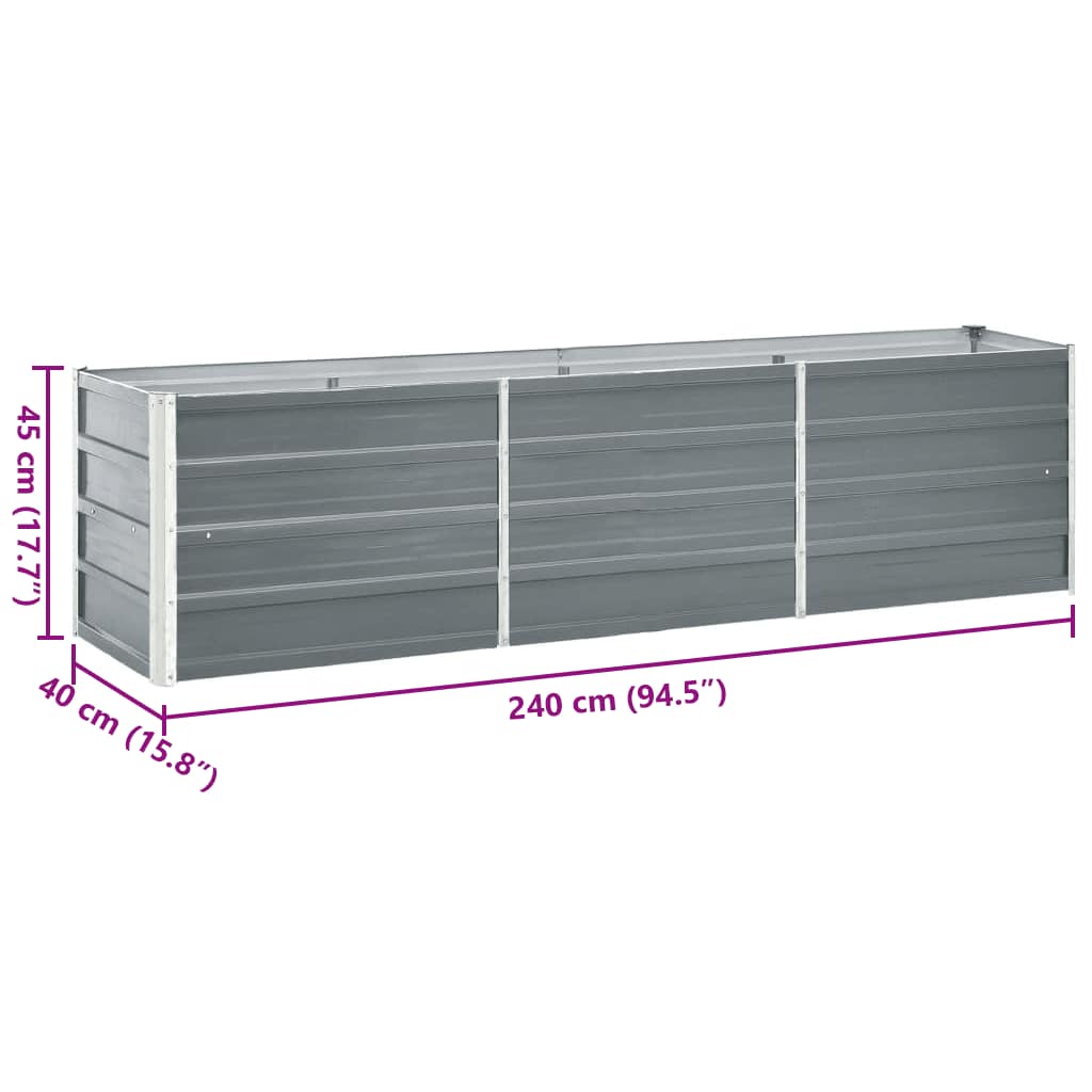Garten-Hochbeet Verzinkter Stahl 240×40×45 Cm