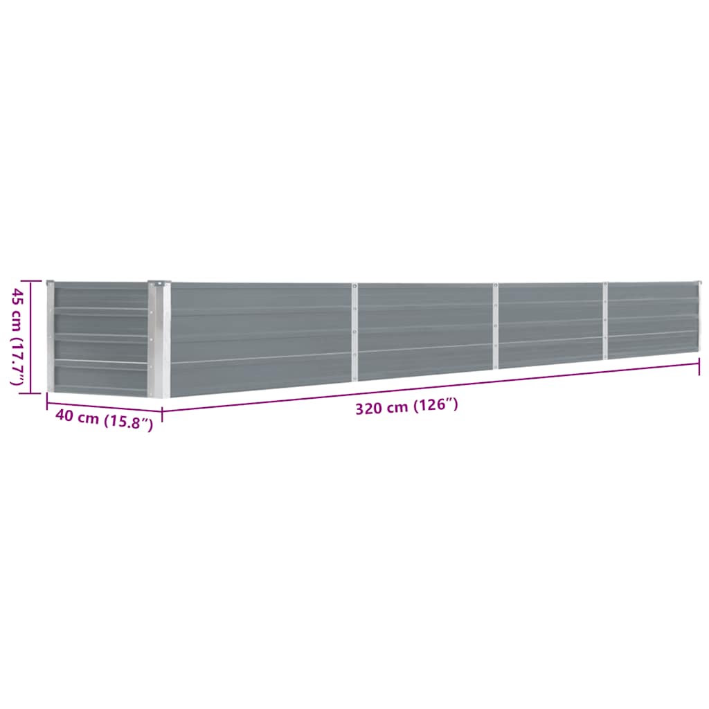 Garten-Hochbeet Verzinkter Stahl 320×40×45 Cm