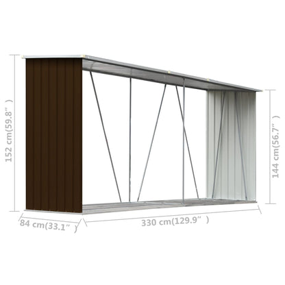 Brennholzlager Verzinkter Stahl 330X84X152 Cm