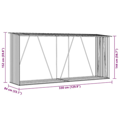 Brennholzlager Verzinkter Stahl 330X84X152 Cm