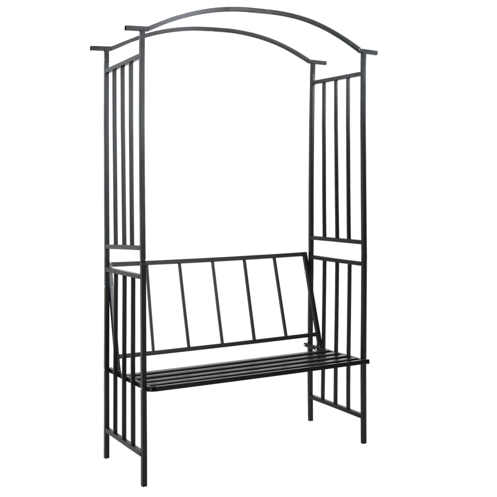 Rosenbogen Mit Bank Schwarz 128X50X207 Cm Eisen Schwarz