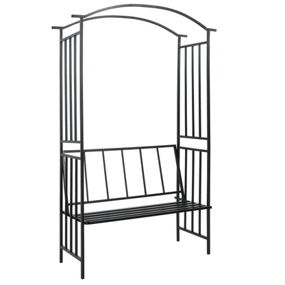 Rosenbogen Mit Bank Schwarz 128X50X207 Cm Eisen Schwarz