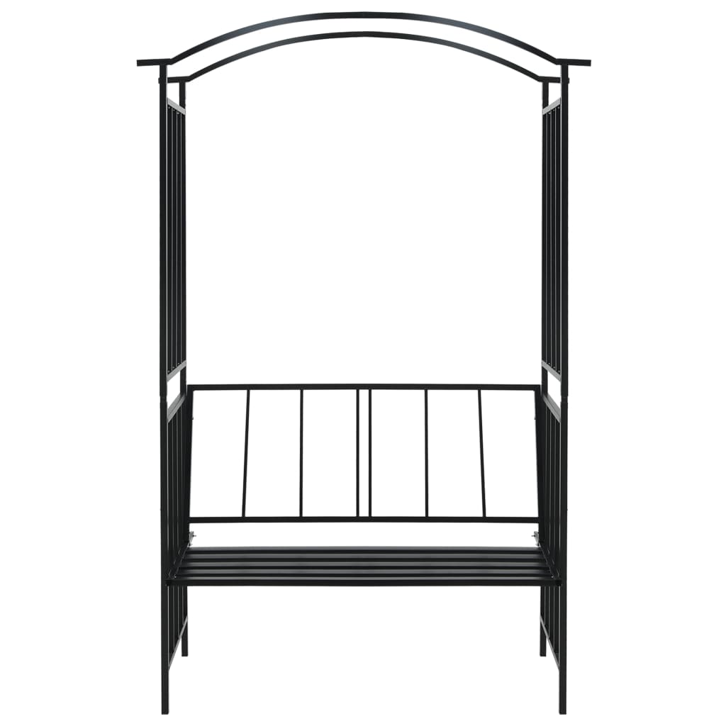 Rosenbogen Mit Bank Schwarz 128X50X207 Cm Eisen Schwarz