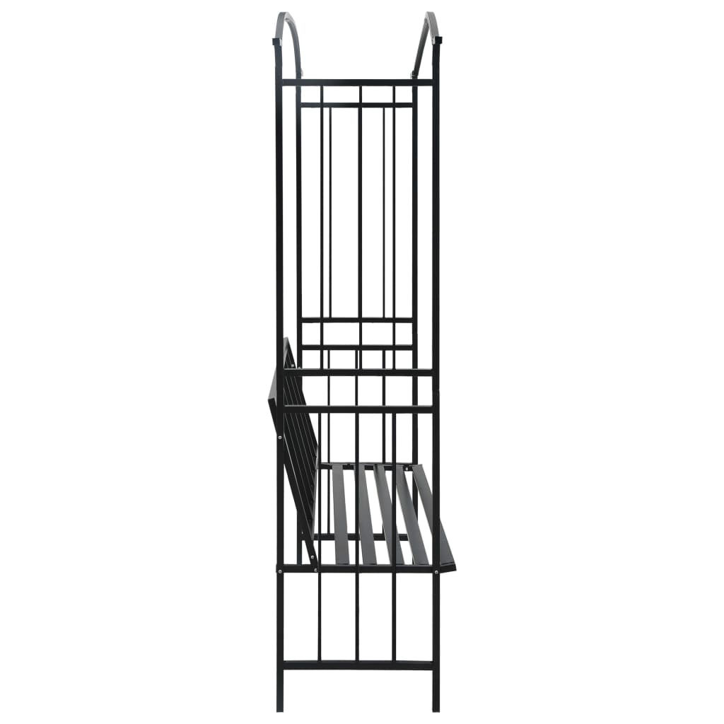 Rosenbogen Mit Bank Schwarz 128X50X207 Cm Eisen Schwarz