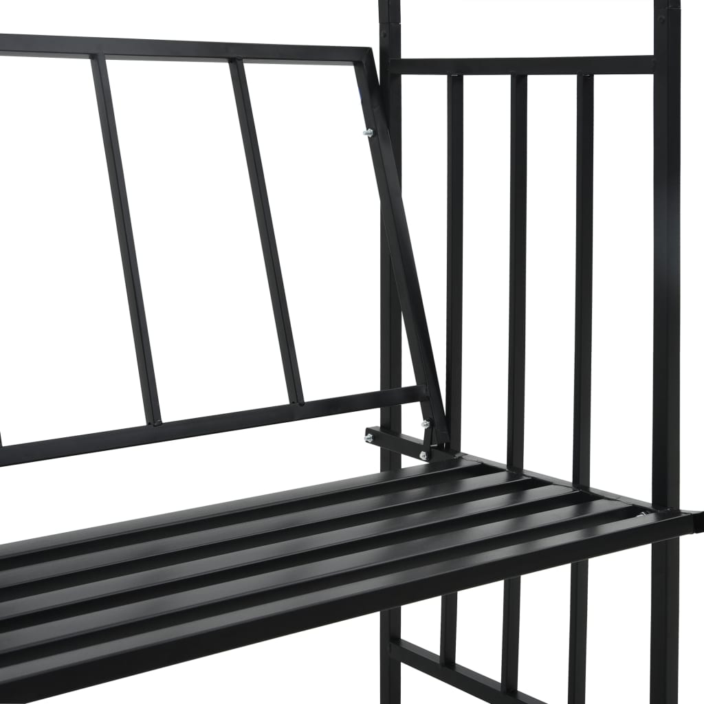 Rosenbogen Mit Bank Schwarz 128X50X207 Cm Eisen Schwarz