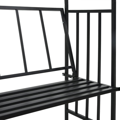 Rosenbogen Mit Bank Schwarz 128X50X207 Cm Eisen Schwarz