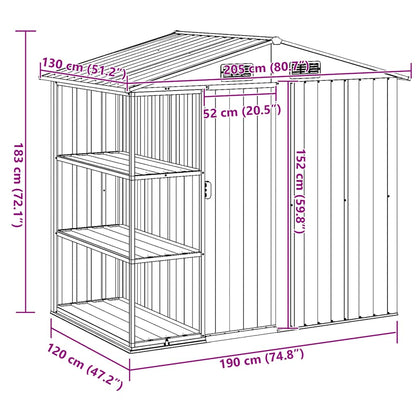 Gartenhaus Mit Regal 205X130X183 Cm Eisen