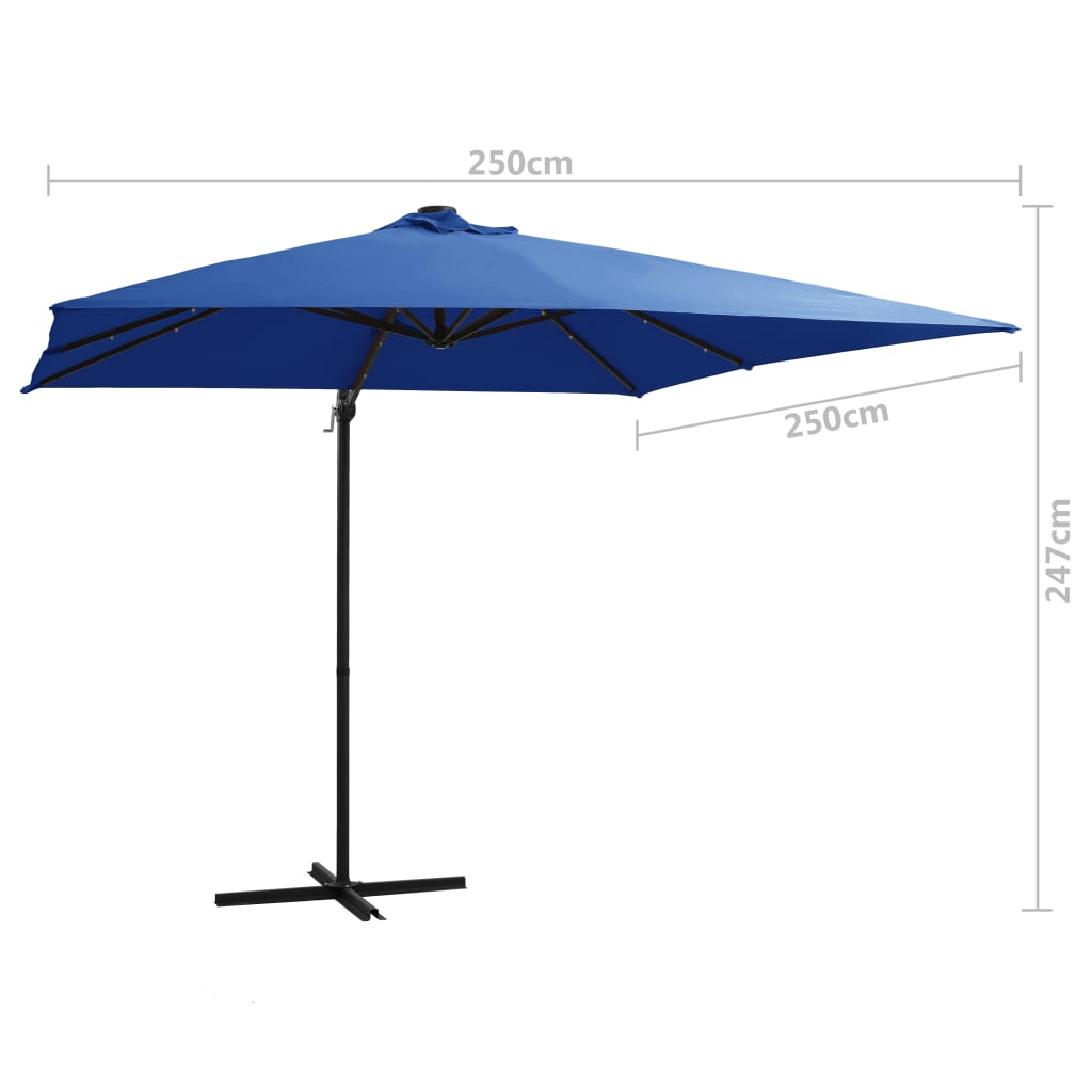 Ampelschirm Mit Led-Beleuchtung Stahl-Mast 250X250 Cm