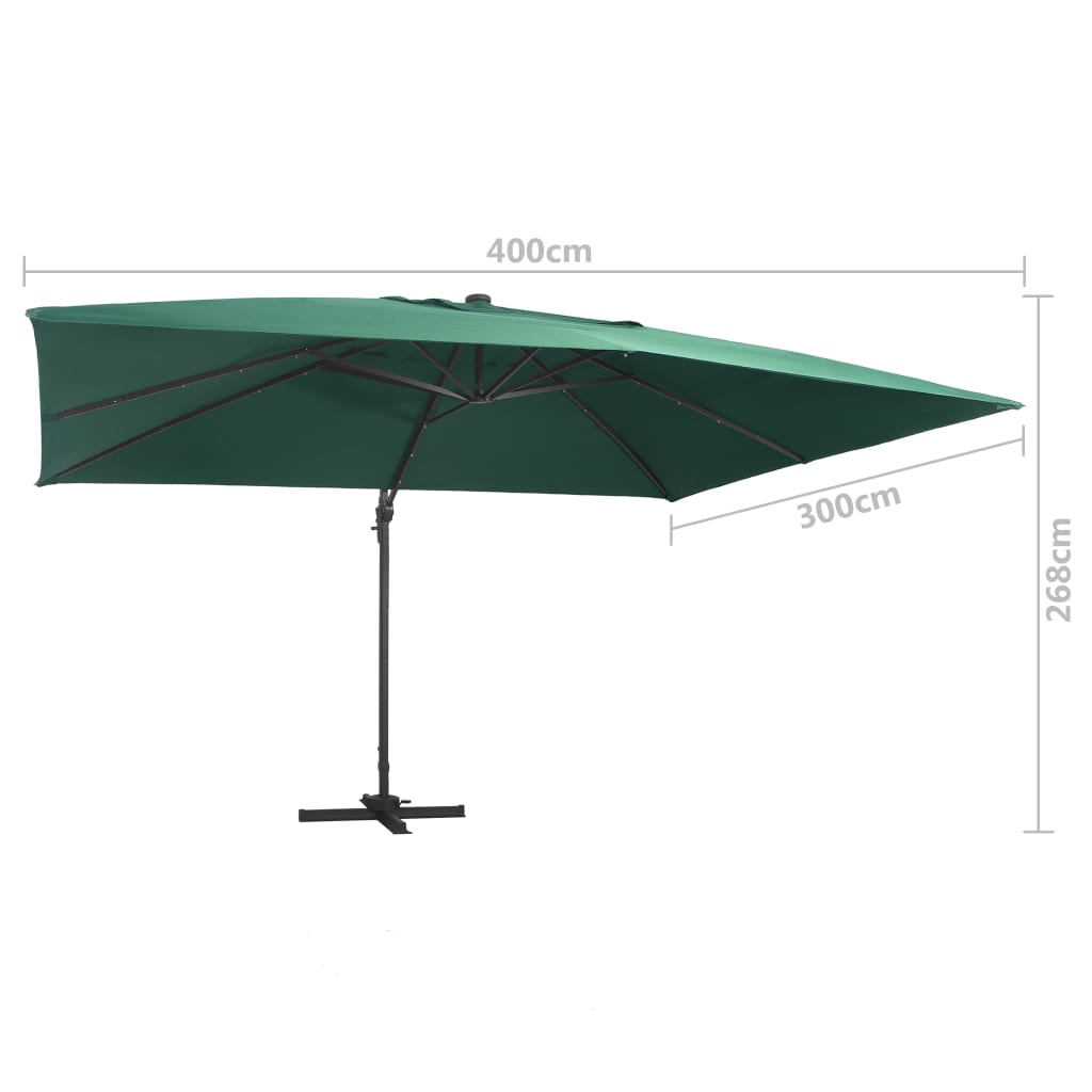 Ampelschirm Mit Led-Beleuchtung Alu-Mast 400X300 Cm