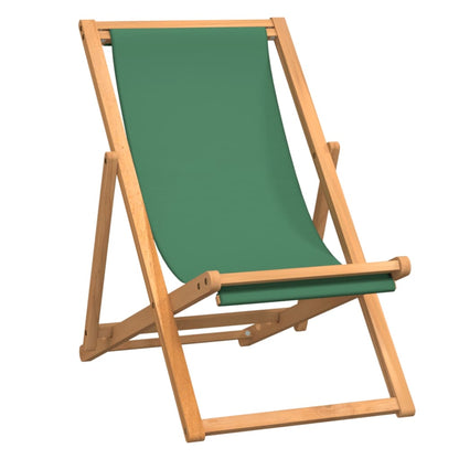 Strandstuhl Klappbar Massivholz Teak Grün Grau