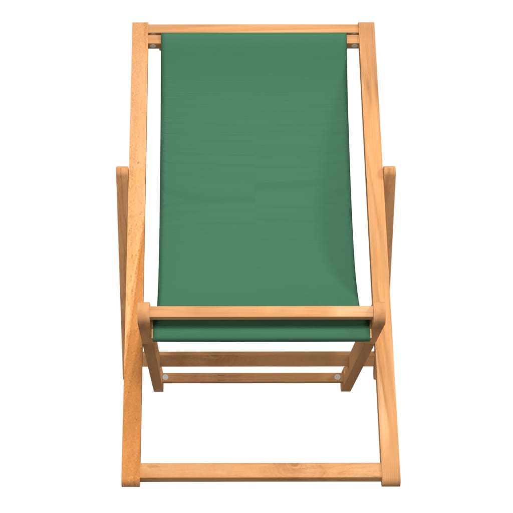 Strandstuhl Klappbar Massivholz Teak Grün Grau