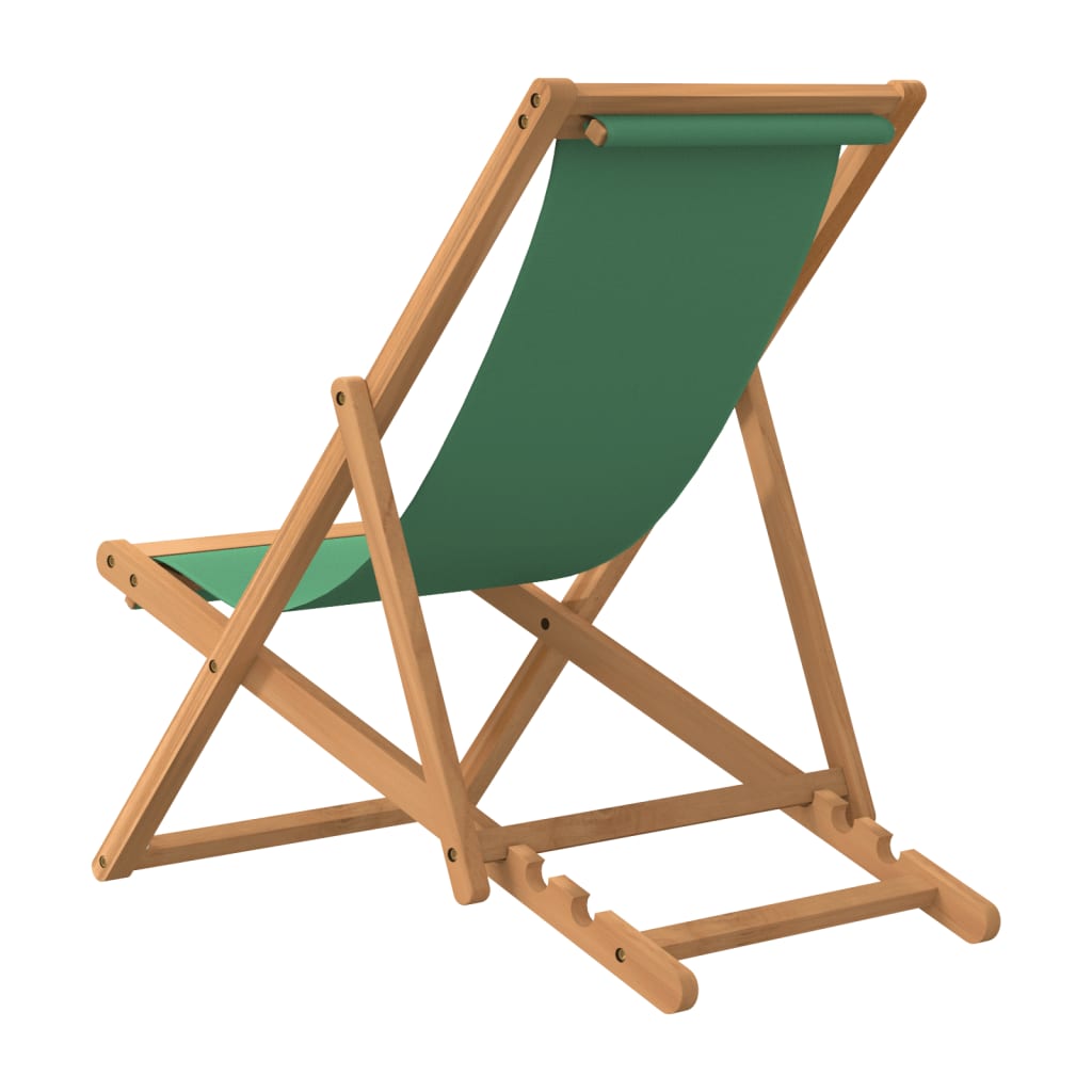 Strandstuhl Klappbar Massivholz Teak Grün Grau