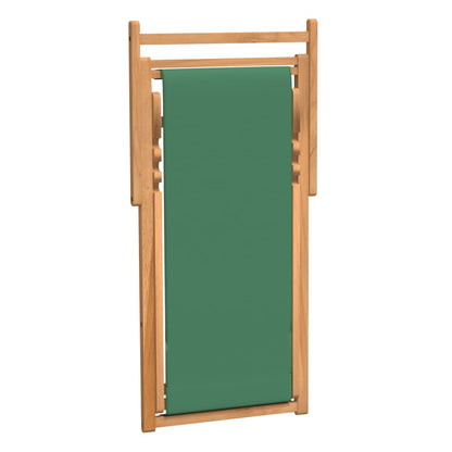 Strandstuhl Klappbar Massivholz Teak Grün Grau