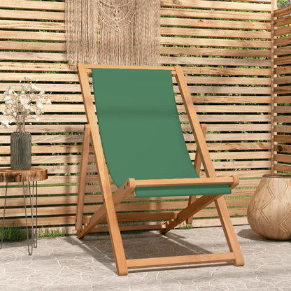 Strandstuhl Klappbar Massivholz Teak Grün Grau