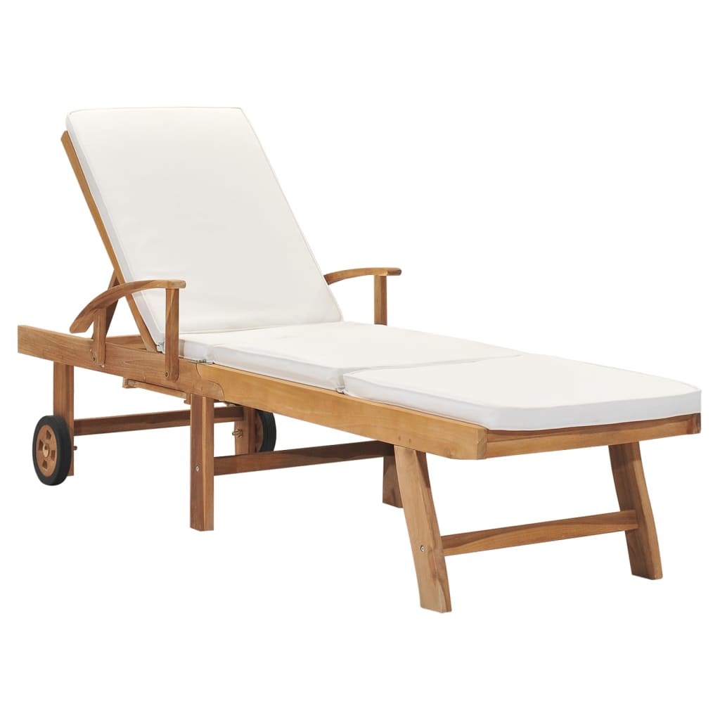 Sonnenliege Mit Auflage Massivholz Teak
