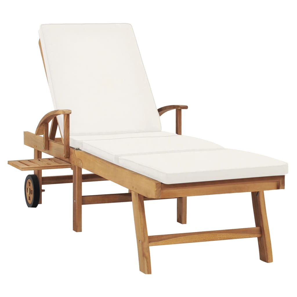 Sonnenliege Mit Auflage Massivholz Teak