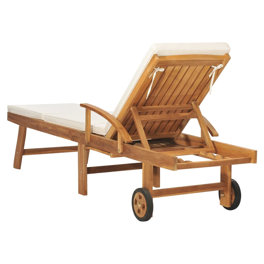 Sonnenliege Mit Auflage Massivholz Teak