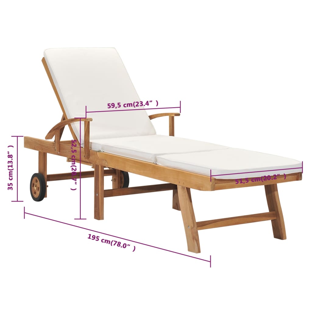 Sonnenliege Mit Auflage Massivholz Teak