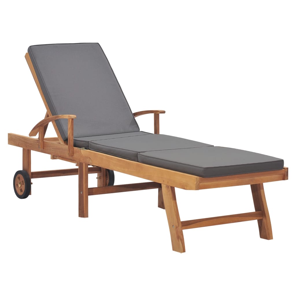 Sonnenliege Mit Auflage Massivholz Teak