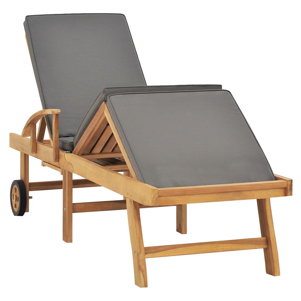 Sonnenliege Mit Auflage Massivholz Teak