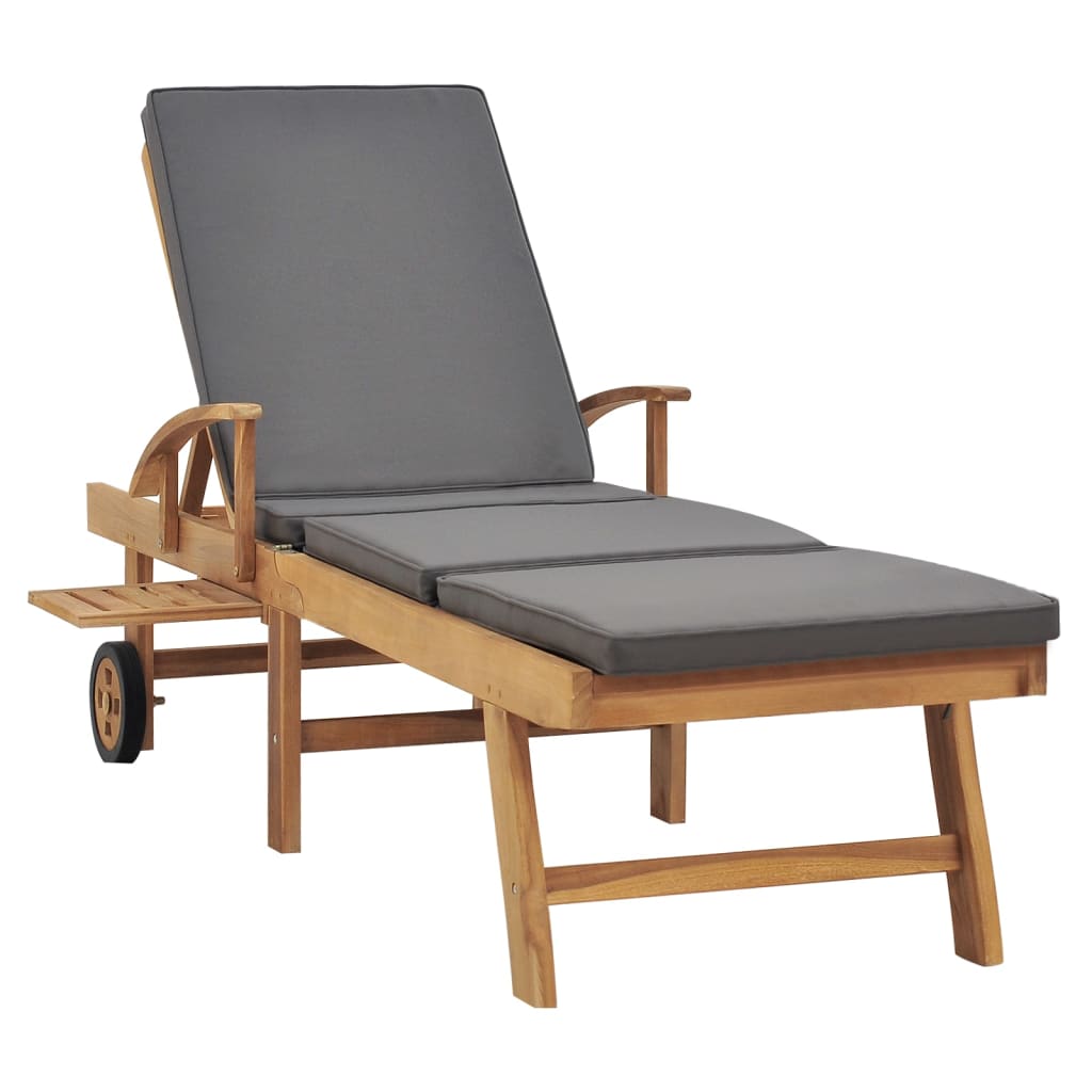 Sonnenliege Mit Auflage Massivholz Teak