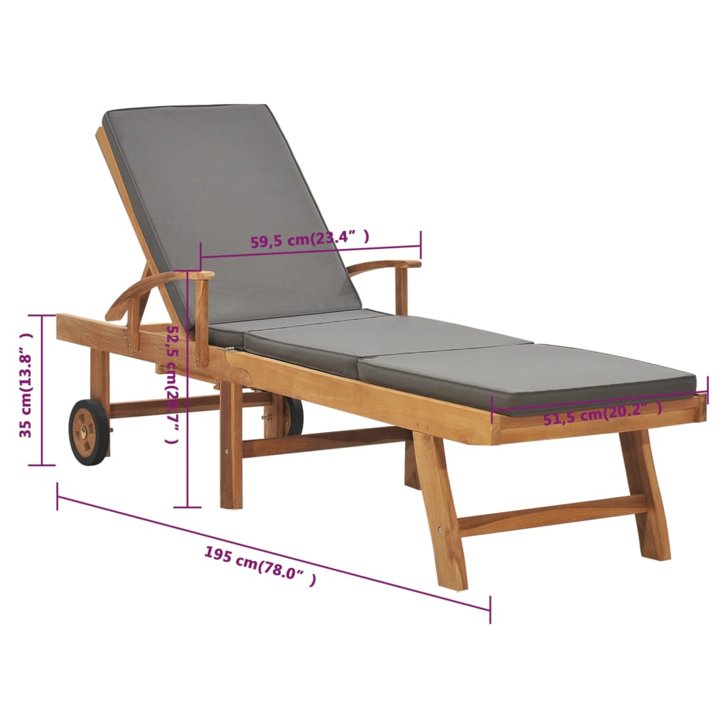 Sonnenliege Mit Auflage Massivholz Teak