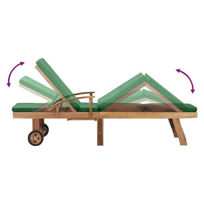 Sonnenliege Mit Auflage Massivholz Teak Grün