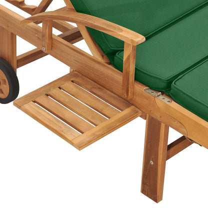 Sonnenliege Mit Auflage Massivholz Teak Grün