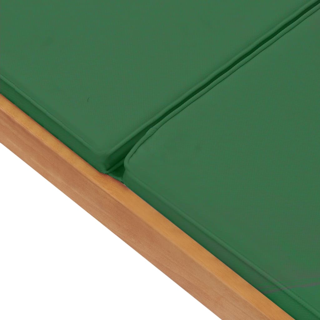 Sonnenliege Mit Auflage Massivholz Teak Grün