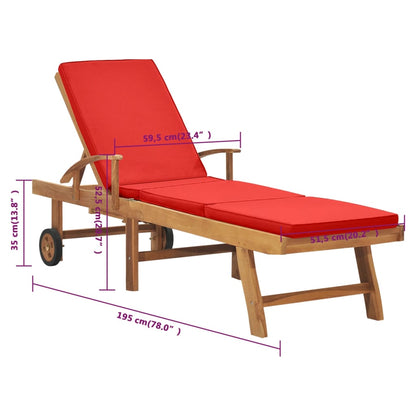 Sonnenliege Mit Auflage Massivholz Teak