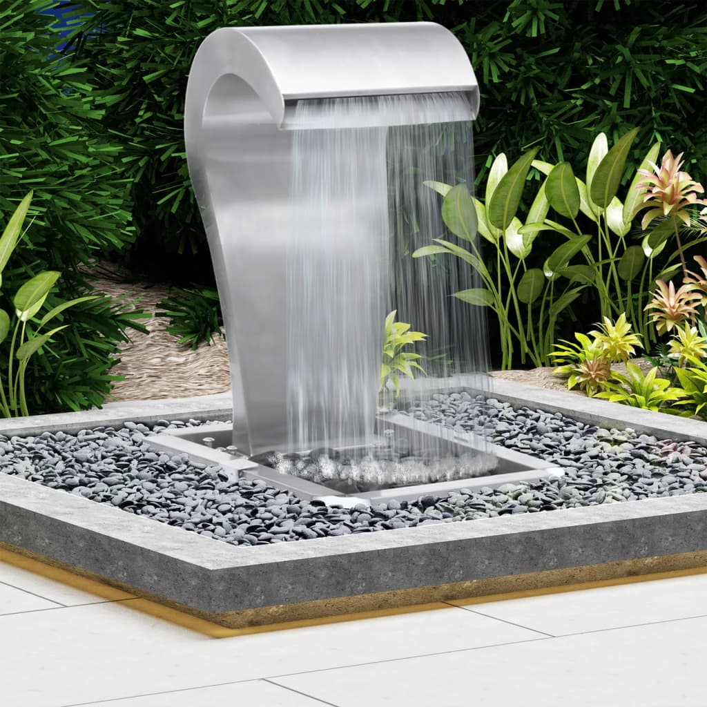 Garten-Wasserfall Silbern 34X49X82 Cm Edelstahl