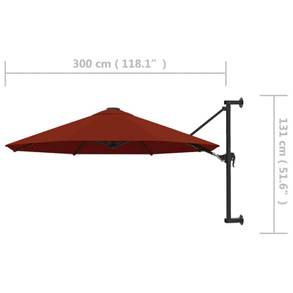 Sonnenschirm Zur Wandmontage Mit Metall-Mast 300 Cm