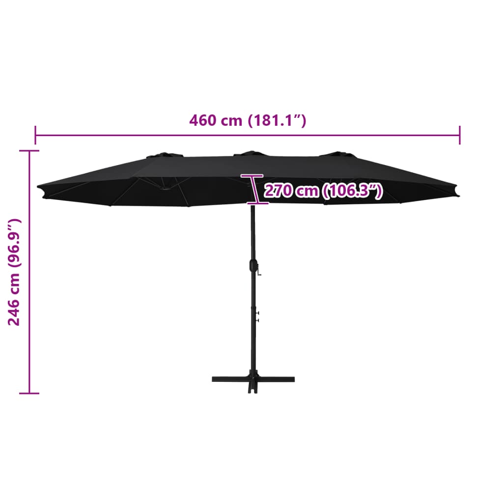 Sonnenschirm Mit Aluminium-Mast 460X270 Cm